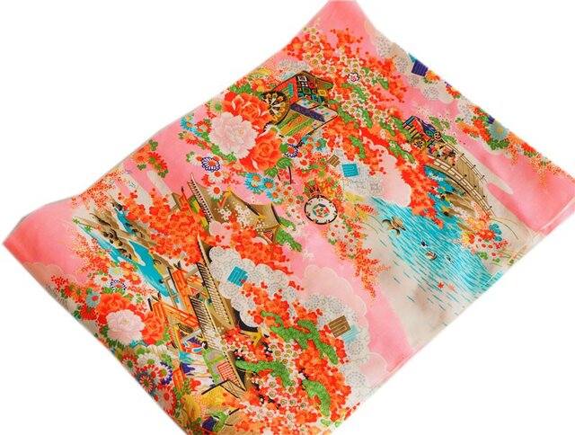 k0005 御所車紋様子供着物ハギレ☆古布・古裂 /筒描き/型染め/藍染