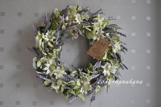 【母の日にも】フランネルフラワーのラベンダーのwreathの画像1枚目