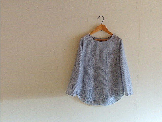 【SALE】サマーコットン ラウンドへムプルオーバー ストライプの画像1枚目