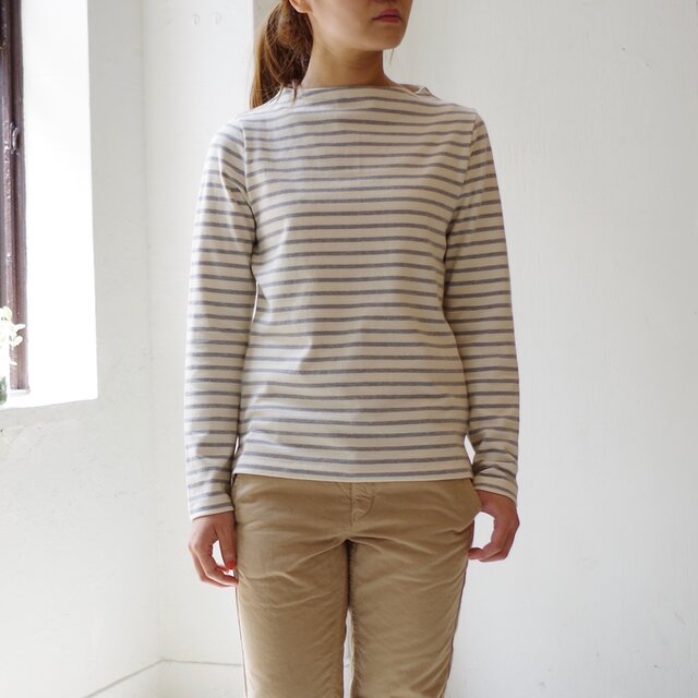 ボトルネックボーダーTee (ivory × gray )の画像1枚目