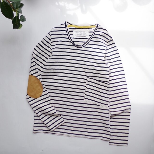 ボーダーポケットロンT (off white × navy / size:1)の画像1枚目