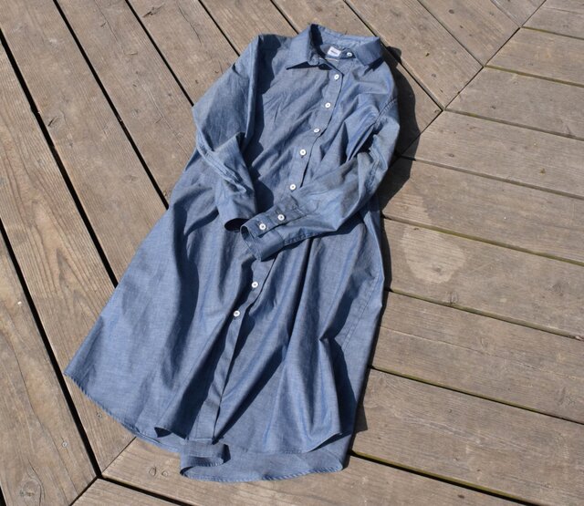 led line 赤耳 work shirt onepiece bansyuori シャツワンピースの画像1枚目