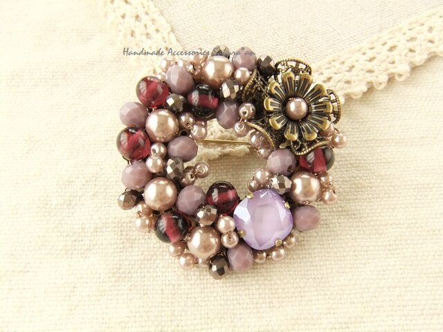 Brooch お花 クリスタルライラック(K0664)の画像1枚目