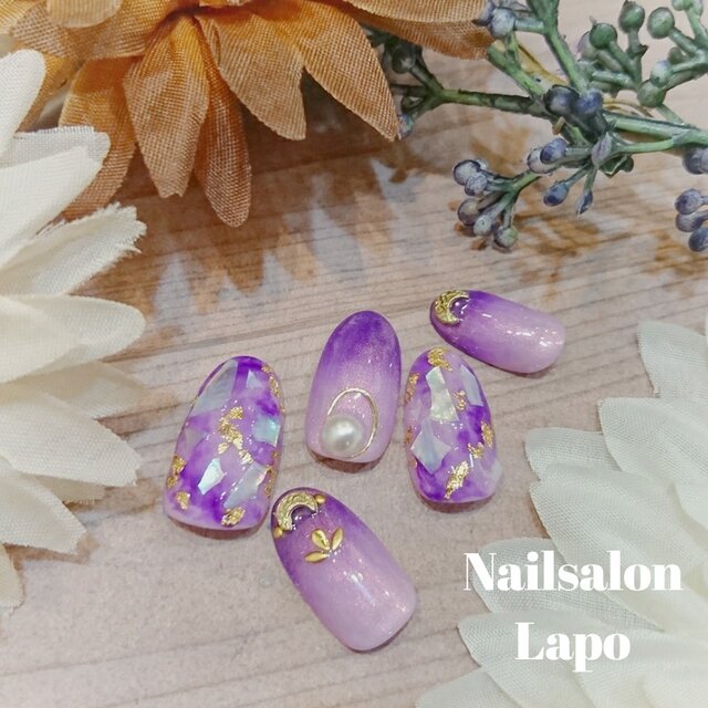パープルニュアンスネイルの画像1枚目