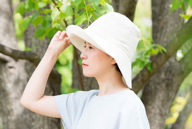 Organic Cotton 日よけ帽【リネンコットンWガーゼ】の画像1枚目