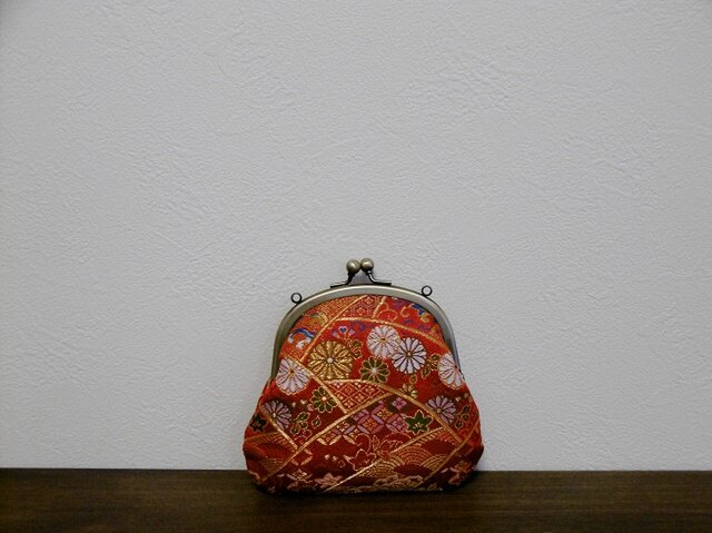金襴がま口ポーチ持ち手付 83-4の画像1枚目