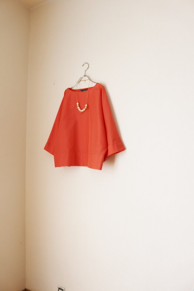春夏 たっぷり袖のドルマン トップス フレッシュオレンジ 即納の画像1枚目