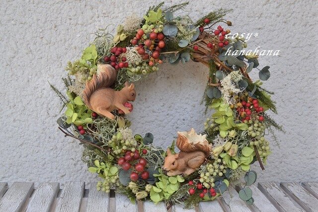 【母の日にも】子リスの森wreathの画像1枚目