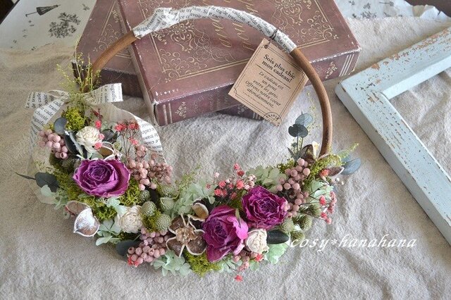 【母の日にも】バスケット型ハーフwreathの画像1枚目