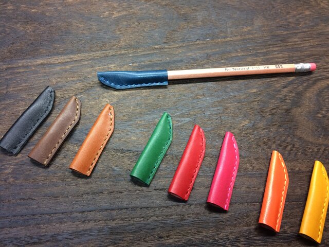 えんぴつ 革のキャップ 色々3個セットの画像1枚目