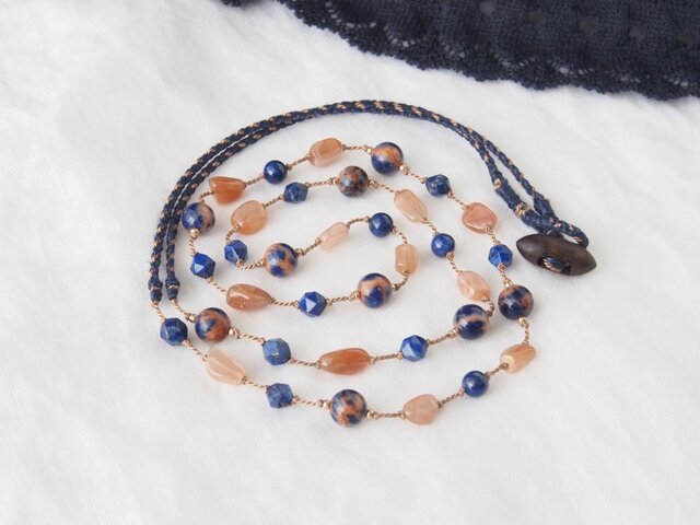 Orange×Blue Long Necklaceの画像1枚目