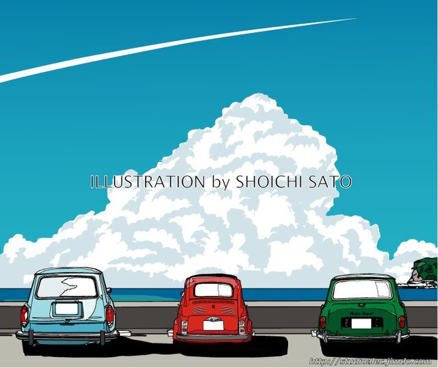 版画作品 湘南イラスト「clear blue」 フレーム(額)入り （湘南の海を