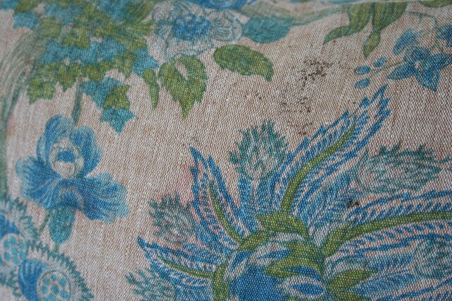 フランスアンティークファブリック・クッション／リネン・フラワー