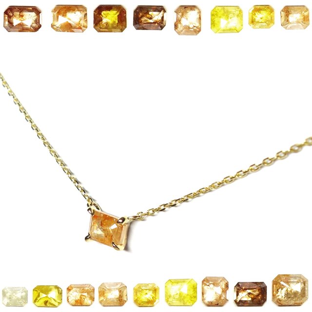 選べるエメカットナチュラルダイヤK10ネックレス【Pio by Parakee】 Rustic diamond necklaceの画像1枚目