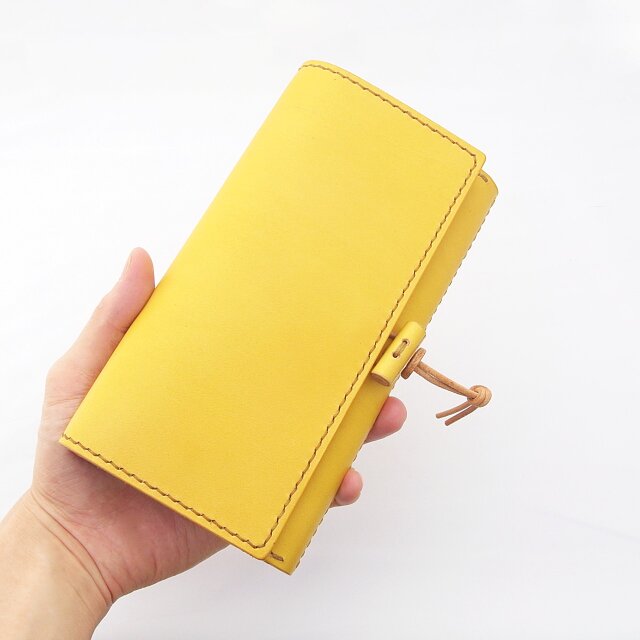 草木染め革丨大容量長財布【void/ぼいど】きはだ染め 手縫い 手