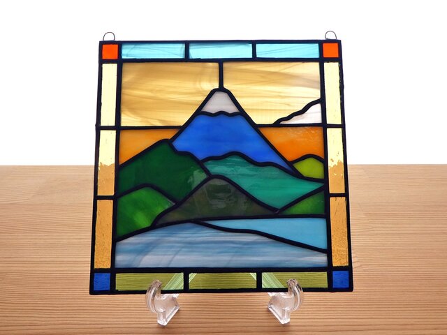 ステンドグラス ミニパネル 雪の富士山 15cm | iichi 日々の