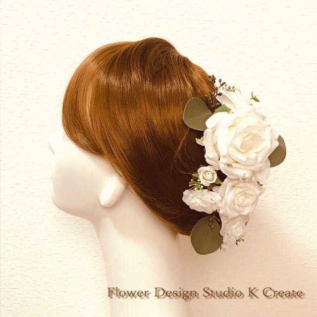 ウェディングに♡清楚な白い薔薇ののヘッドドレス(9点セット)の画像1枚目