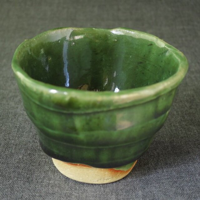 陶器 酒器(68) 織部ぐい呑み 陶芸家オリジナルの画像1枚目