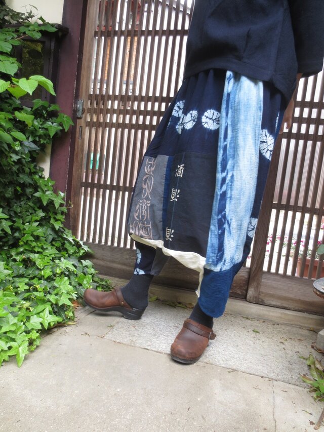 古布リメイクサルエルパンツ☆パッチ＆パッチおしゃれで楽しい