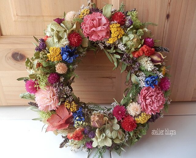 八ヶ岳〜(定形外発送)紫陽花とソラフラワーのWreathの画像1枚目