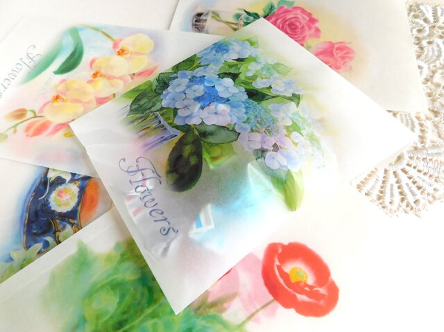 ワックスペーパー平袋3枚セット:花3の画像1枚目
