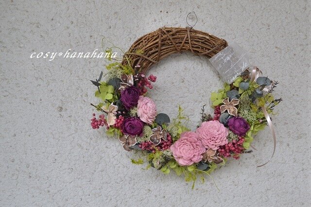 【母の日にも】ピンクのハーフwreathの画像1枚目