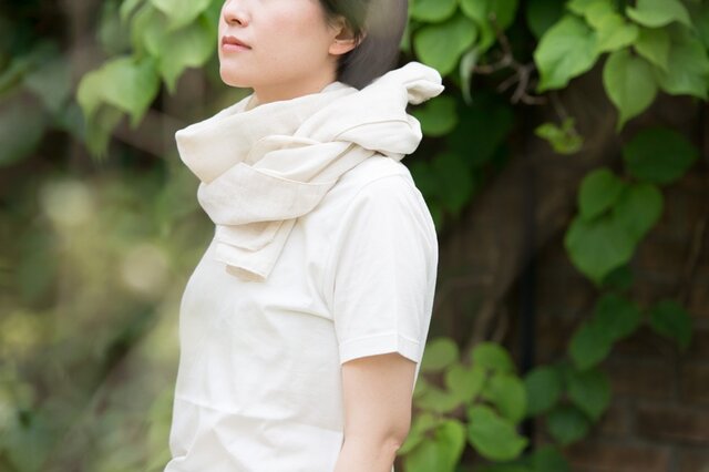 Organic Cotton&linen Wガーゼ夏のマフラー【37㎝幅】の画像1枚目