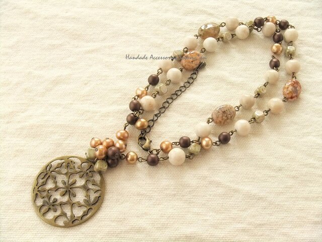 Necklace 淡水パール モスアゲート(N1153)の画像1枚目