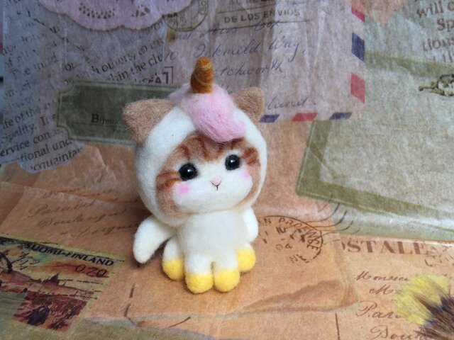 ユニコーン なりきり にゃんこ 白 一角獣の画像1枚目