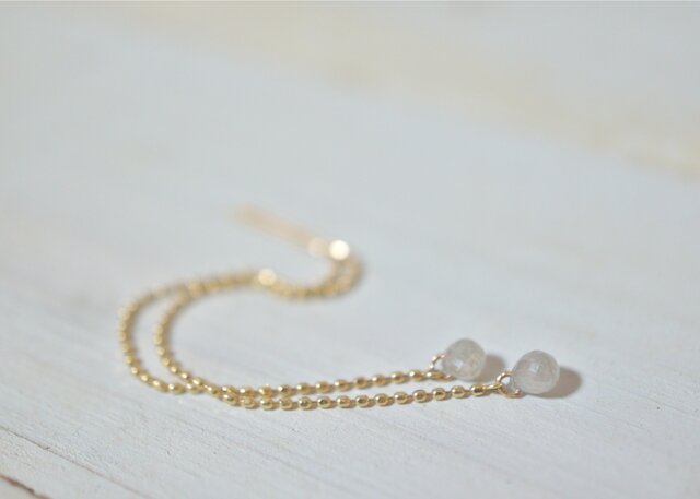 レインドロップ ピアス / Raindrop Earrings …… K18 YG , With Gray Diamondの画像1枚目