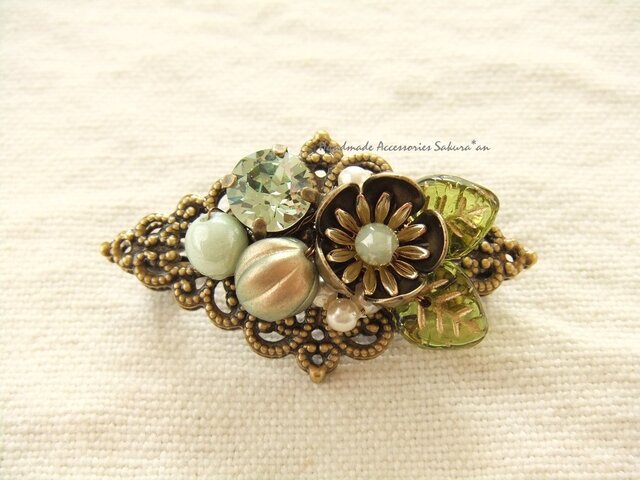 Brooch お花 葉っぱ(K0666)の画像1枚目