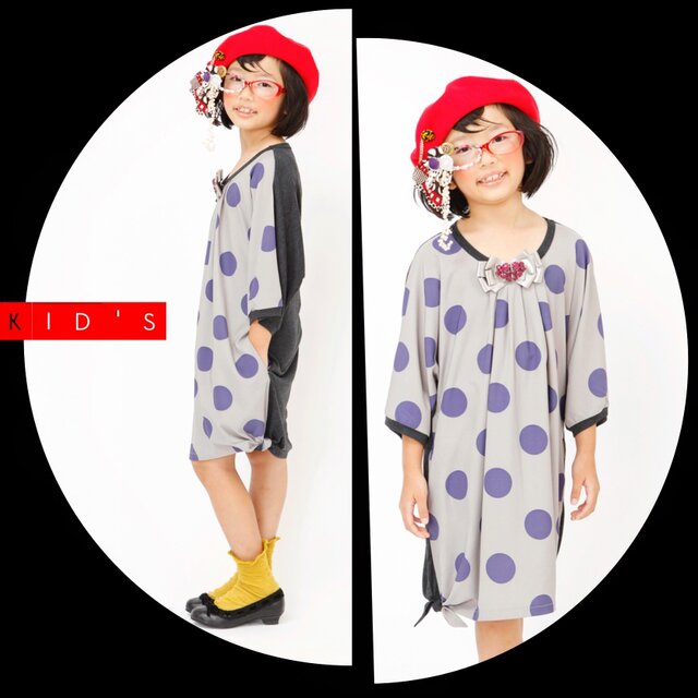 BIG DOTツートンワンピースの画像1枚目