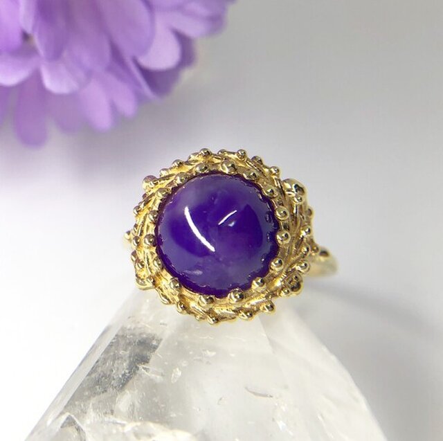 13号☆天然スギライトリング3.55ct☆原石から磨いた1点ものの画像1枚目