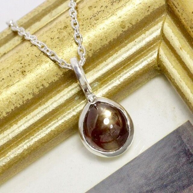 天然レインボーガーネット純銀ネックレス1.71ct|奈良県吉野郡天川村産|ハンドメイドジュエリー1点ものの画像1枚目