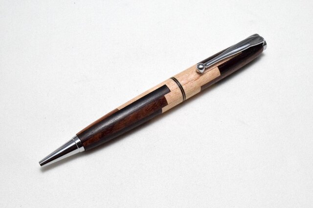 【寄木】手作り木製ボールペン スリムライン CROSS替芯の画像1枚目