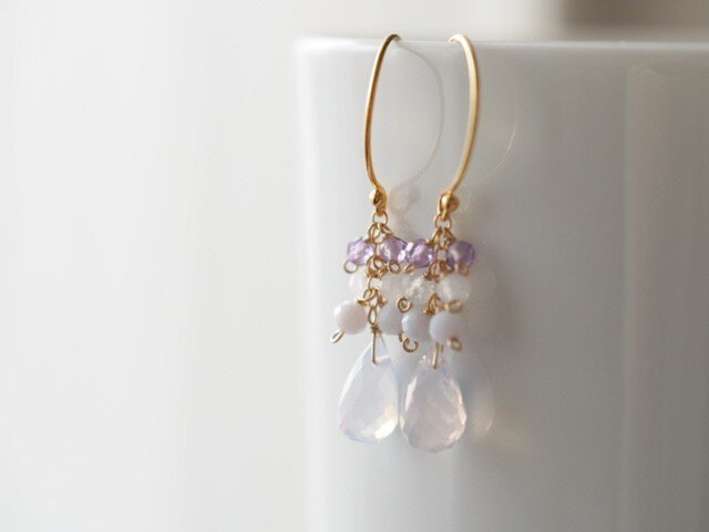 ポメころび ♦︎14kgfスコロライトトライアングルピアス/イヤリング ポメころび 様専用♦︎14kgfスコロライトトライアングルピアス