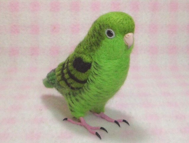 ライフサイズ♪ サザナミインコ 羊毛フェルト 受注作成 羊毛インコ メモリアル リアル うちの子オーダー可能 リアル | iichi  日々の暮らしを心地よくするハンドメイドやアンティークのマーケットプレイス