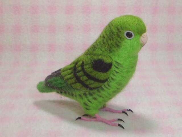 ライフサイズ♪ サザナミインコ 羊毛フェルト 受注作成 羊毛インコ