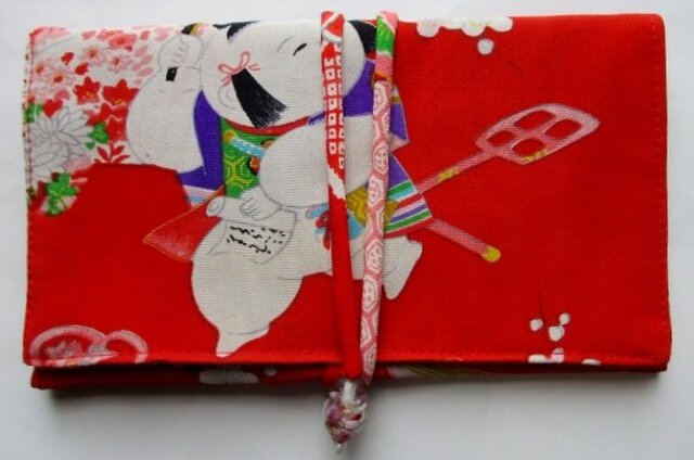 送料無料 花柄の着物で作った和風財布・ポーチ3477の画像1枚目