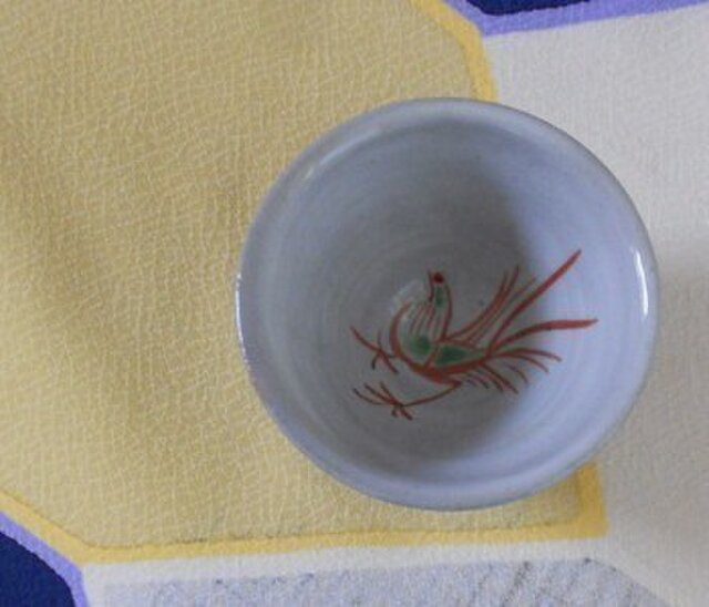 赤絵鳥文猪口の画像1枚目