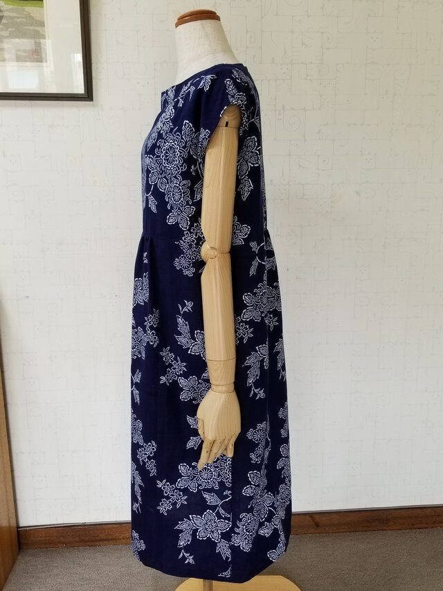 浴衣リメイク ボートネックギャザーワンピース | iichi 日々の暮らしを