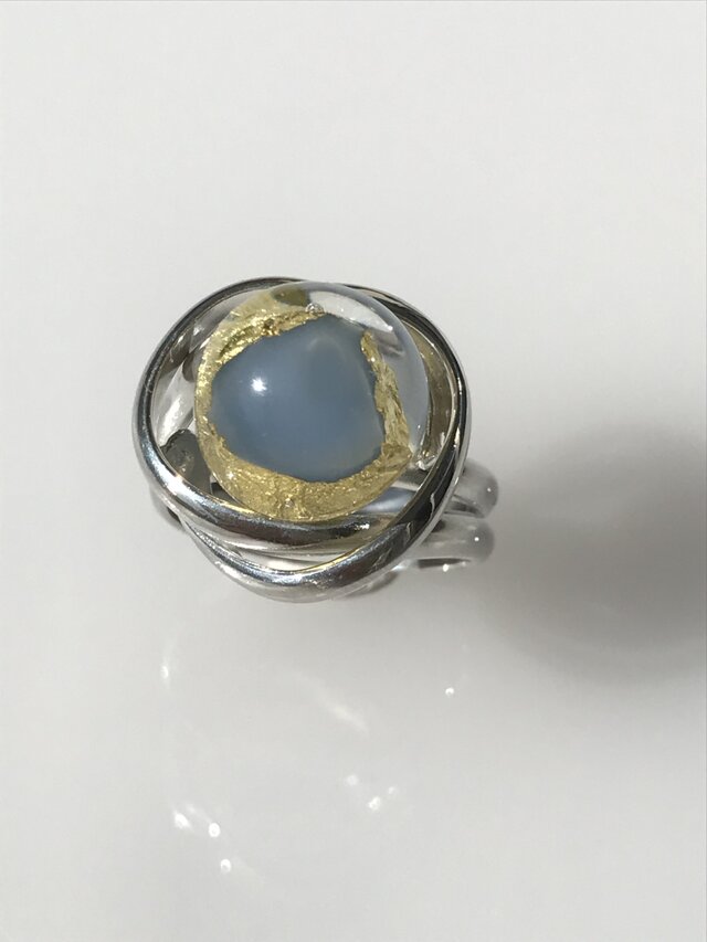 硝子の惑星リング/950ilver・灰水色＃14