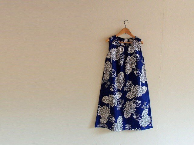 浴衣地ワンピース 紫陽花 青地 A Iichi ハンドメイド クラフト作品 手仕事品の通販