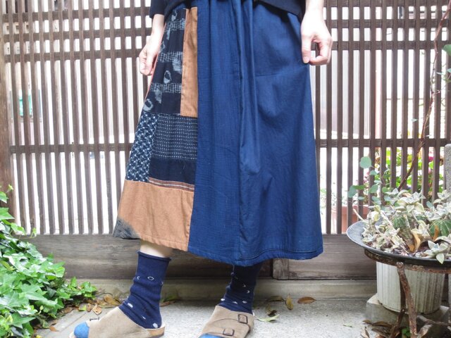 古布リメイク☆藍染めに古風呂敷や古布パッチして楽しい夏の