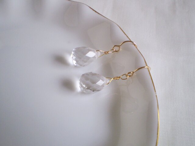 (sale) ◆14KGF◆大粒天然水晶のピアス/イヤリングの画像1枚目
