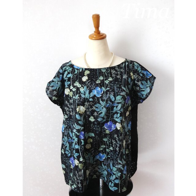 リバティ　イルマ青黒とサークルレースのカットソー