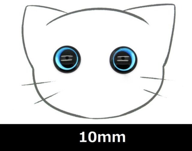 羊毛フェルト パーツ ねこの目 ハイライト無し 10ミリnoneブルー 拡大 オリジナル グラスアイ Iichi ハンドメイド クラフト作品 手仕事品の通販