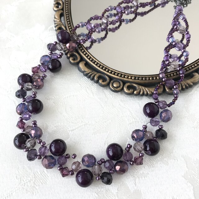 クラシックカラー ネックレス ビーズ編み 紫 | iichi 日々の暮らしを
