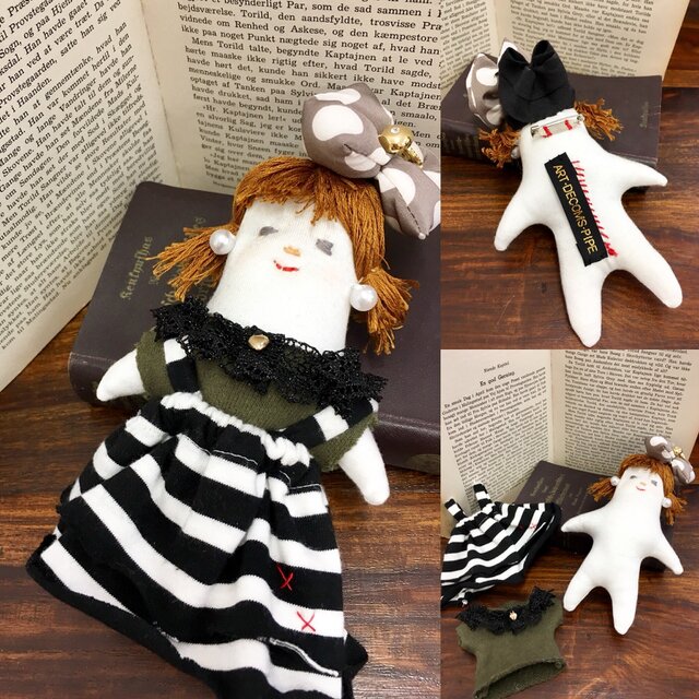 セール価格★着せ替えドール❤️ アミュレットちゃん❤️Amulette(フランス語でお守りの意味)人形ブローチ、着せ替え洋服2点の画像1枚目