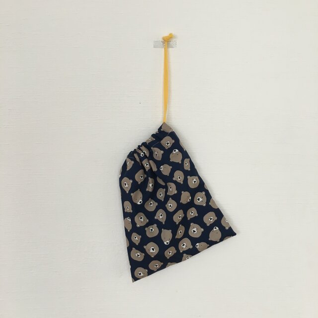 くまさんの大きなきんちゃく(ネイビー)の画像1枚目